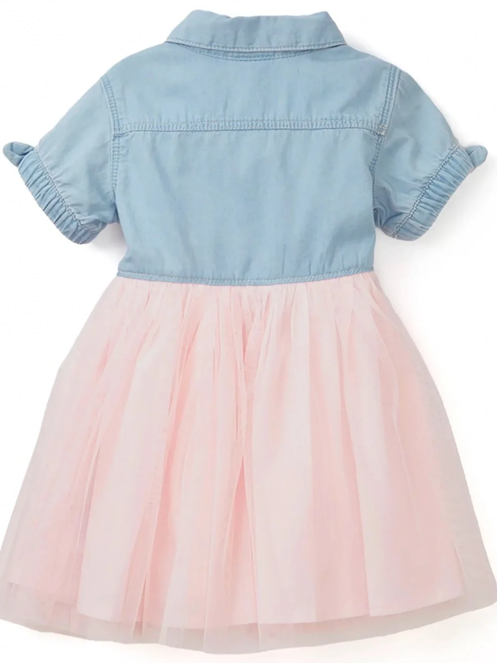 OshKosh B’gosh Chambray Tulle Dress in Pink Combo Sz 3T EUC $40R